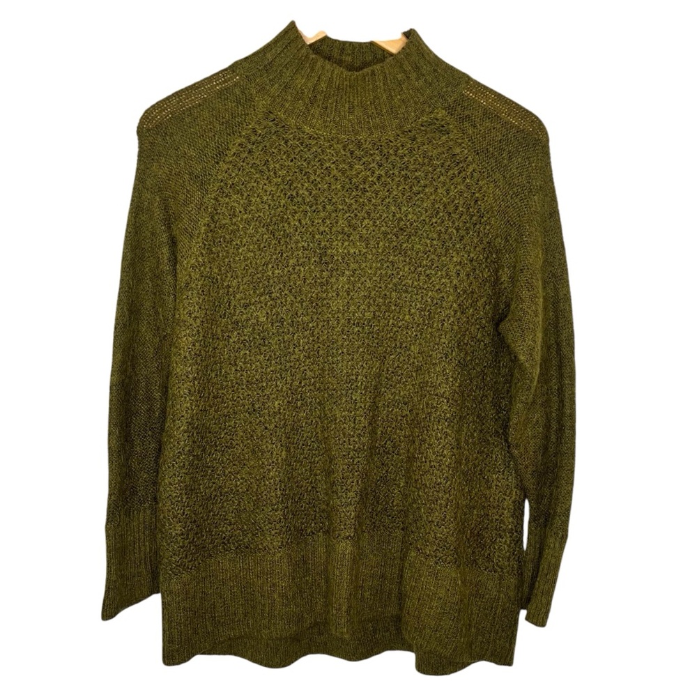H&M Mohair Blend Olive Green Turtleneck Long Sleeve Knit Sweater Size S - Picture 3 of 3